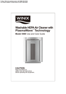 Winix 5500 Air Cleaner Owner`s Manual