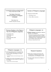 Number of Philippine Languages Previous Studies on the State of