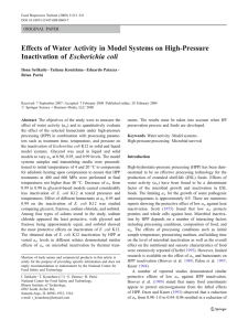Effects of Water Activity in Model Systems on High