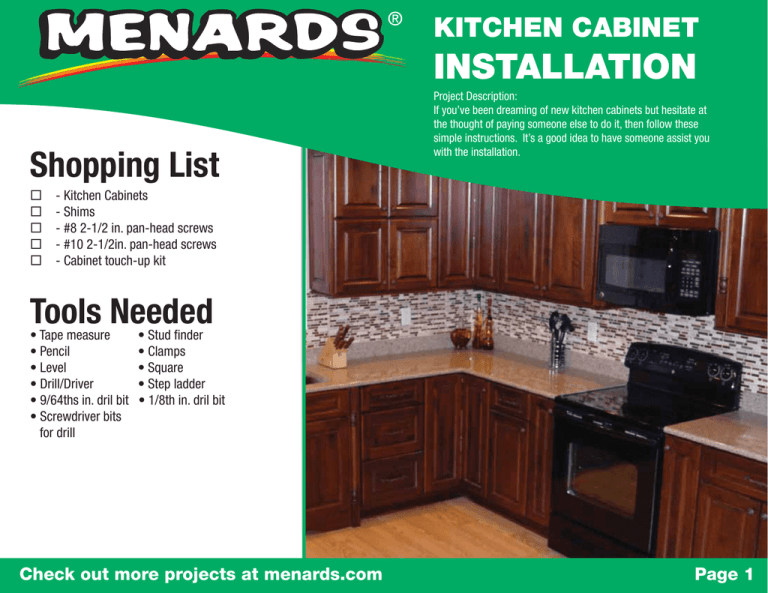 Installation Ping List Tools Needed, Does Menards Install Kitchen Countertops