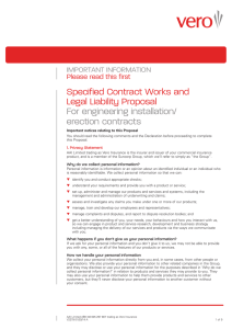 Specified Contract Works and Legal Liability Proposal For