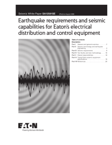 Earthquake requirements and seismic capabilities for Eaton`s