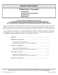 Professional Counselor INSTRUCTION SHEET