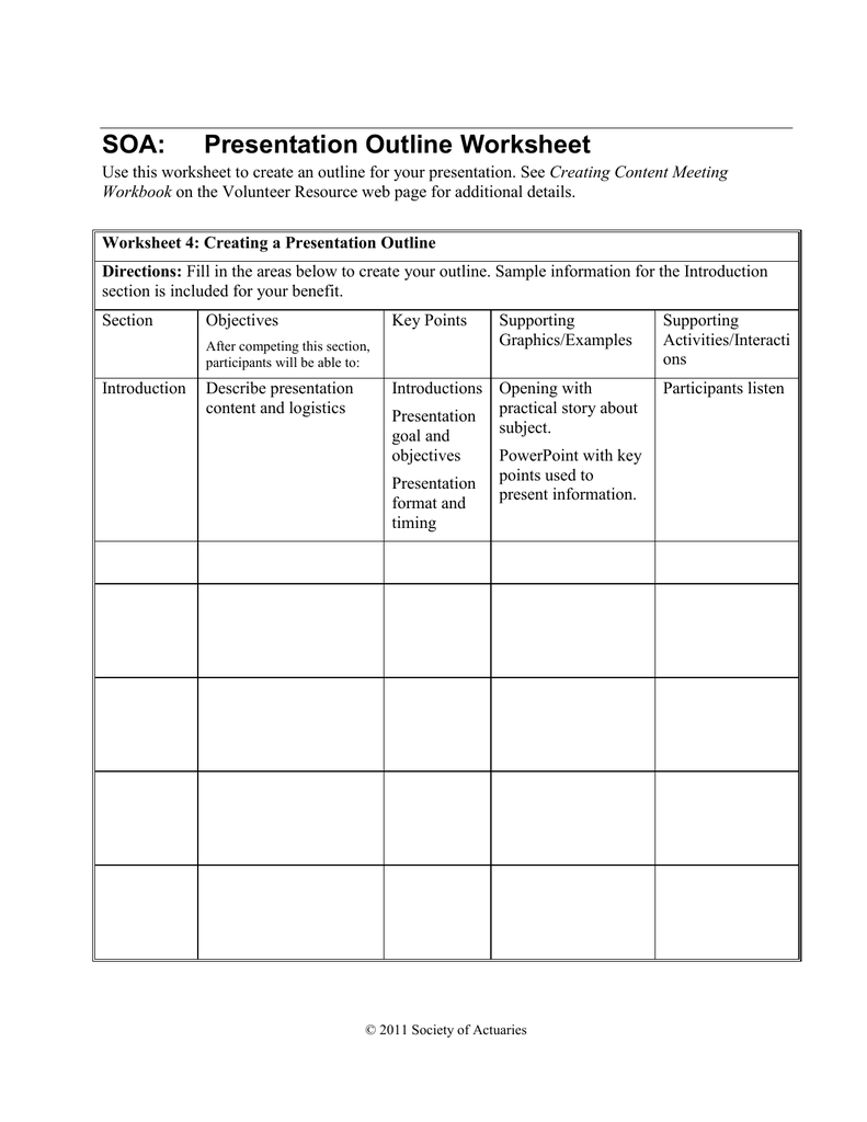 presentation notes worksheet