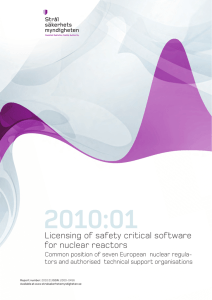 2010:01 Licensing of safety critical softwarefor nuclear reactors