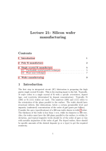 Lecture 21: Silicon wafer manufacturing