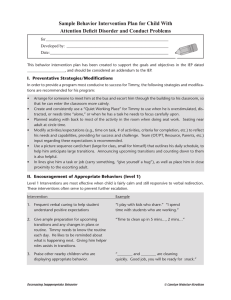 Sample Behavior Plan - The Incredible Years