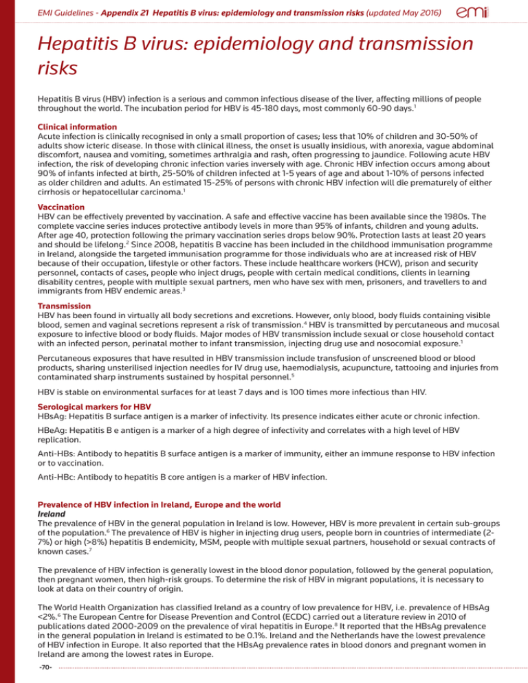Hepatitis B Virus: Epidemiology And Transmission Risks