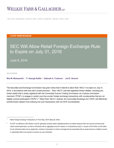 SEC Will Allow Retail Foreign Exchange Rule to Expire on July 31