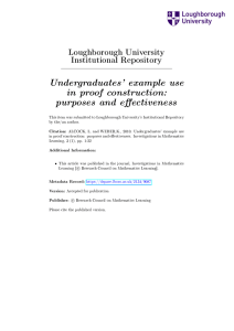 Undergraduates` example use in proof construction: purposes and e