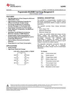 Programmable NiCd / NiMH Fast-Charge Management IC (Rev. A)