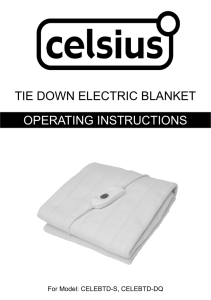OPERATING INSTRUCTIONS TIE DOWN ELECTRIC BLANKET