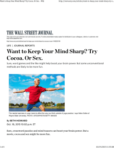 Want to Keep Your Mind Sharp? Try Cocoa. Or Sex.