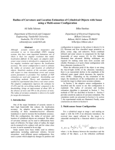 Radius of curvature and location estimation of cylindrical objects with