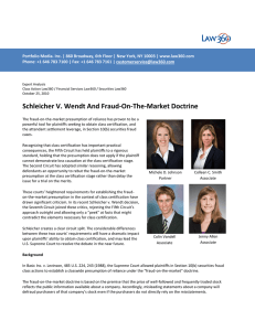 Schleicher V. Wendt And Fraud-On-The-Market Doctrine