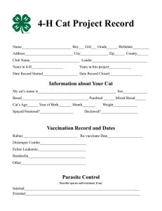 4-H Cat Project Record
