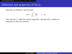 Natural Logarithm and Natural Exponential