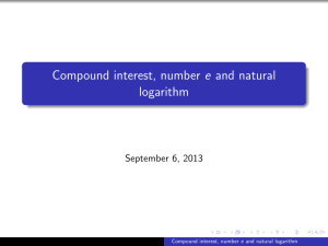 Compound interest, number e and natural logarithm