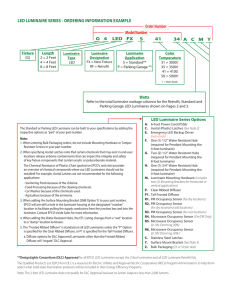 the LED Luminaire Series Ordering Information Chart