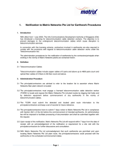 1. Notification to Matrix Networks Pte Ltd for Earthwork Procedures