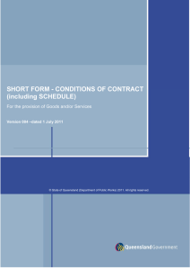 Short-form conditions of contract including schedule