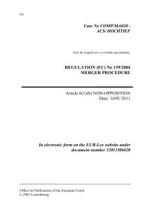 Case No COMP/M.6020 - ACS/ HOCHTIEF REGULATION (EC) No