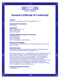 General Certificate of Conformity