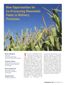 New Opportunities for Co-Processing Renewable Feeds
