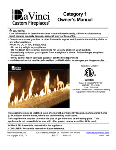 Category 1 Owner`s Manual - DaVinci Custom Fireplaces