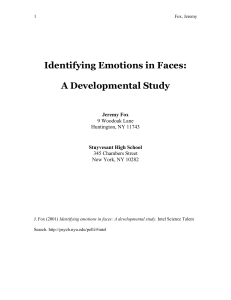 Identifying Emotions in Faces: A Developmental
