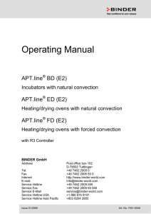 Binder Gravity Convection Oven Manual  - Cole