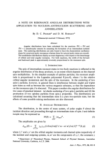 A NOTE ON RESONANCE ANGULAR DISTRIBUTIONS WITH