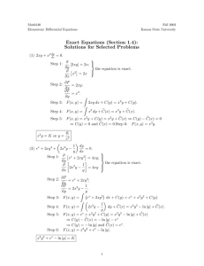 Exact Equations (Section 1.4): Solutions for Selected Problems
