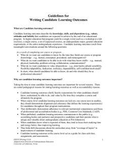 Guidelines for Writing Candidate Learning Outcomes