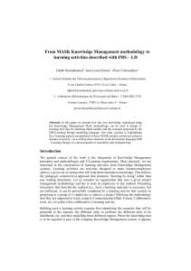 From MASK Knowledge Management methodology to learning