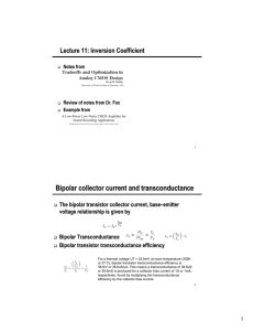 Bipolar collector current and transconductance