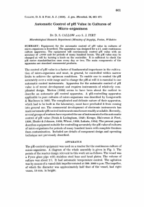 Automatic Control of pH Value in Cultures of Micro