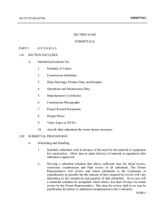 SECTION 01300 SUBMITTALS PART 1 G E N E R A L 1.01