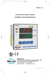 Series MPCJR Pump Controller Installation and Operating Manual