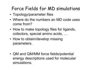 Force Fields for MD simulations