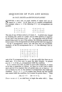 SEQUENCES OF PLUS AND MINUS