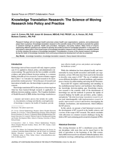 Knowledge translation research: The science of moving research