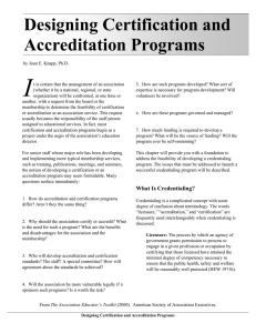 Designing Certification and Accreditation Programs