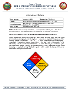 Informational Bulletin - NFPA Hazard Warning Marking Regulations