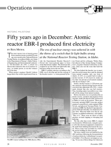 Fifty years ago in December: Atomic reactor EBR