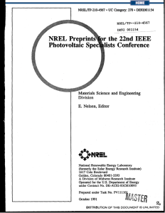 NREL Preprints for the 22nd IEEE Photovoltaic Specialists