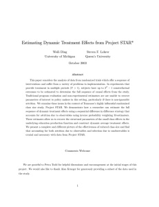 Estimating Dynamic Treatment Effects from Project STAR*