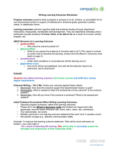Writing Learning Outcomes Worksheet Program outcomes examine