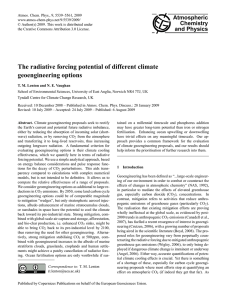 The radiative forcing potential of different climate geoengineering