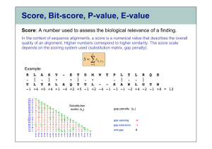 Score, Bit-score, P-value, E